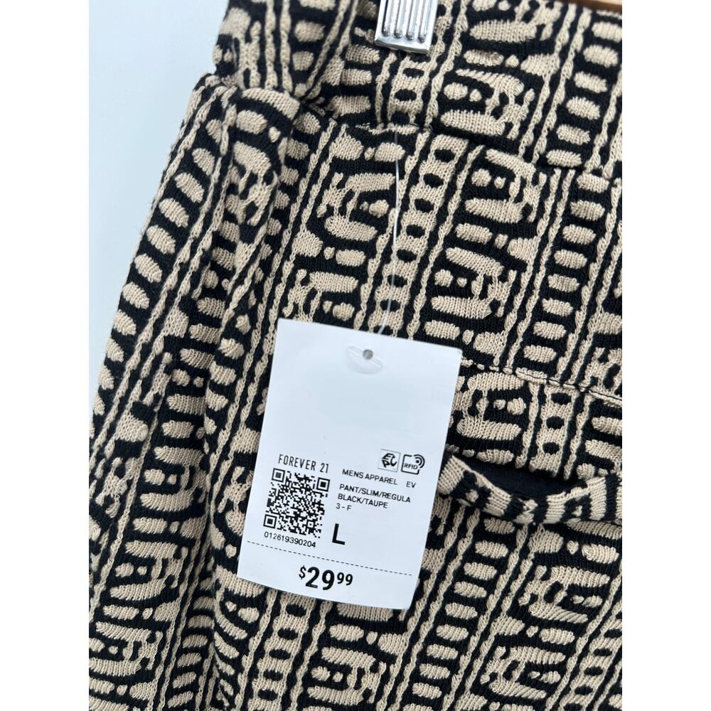 Forever 21 Pants Mens Size L Cream Geometric Printed Casual Slim NWT Vaca Resort - Picture 7 of 8